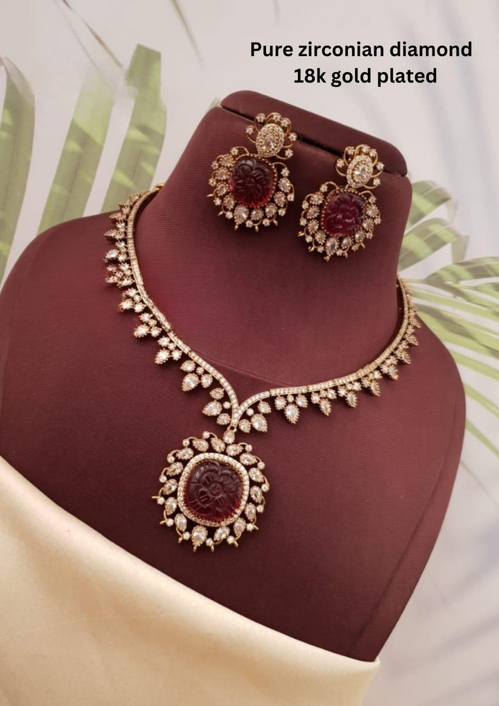 Pure Zirconian Diamond Necklace With Earrings  g101999