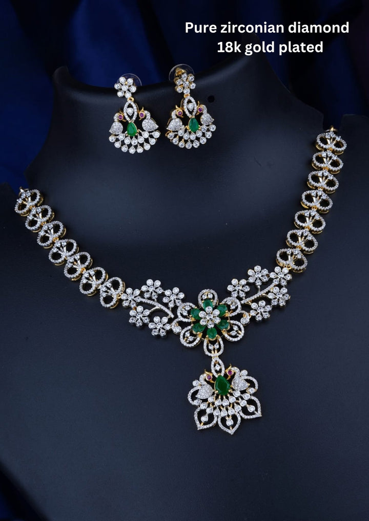 Pure Zirconian Diamond Necklace With Earrings c1014520