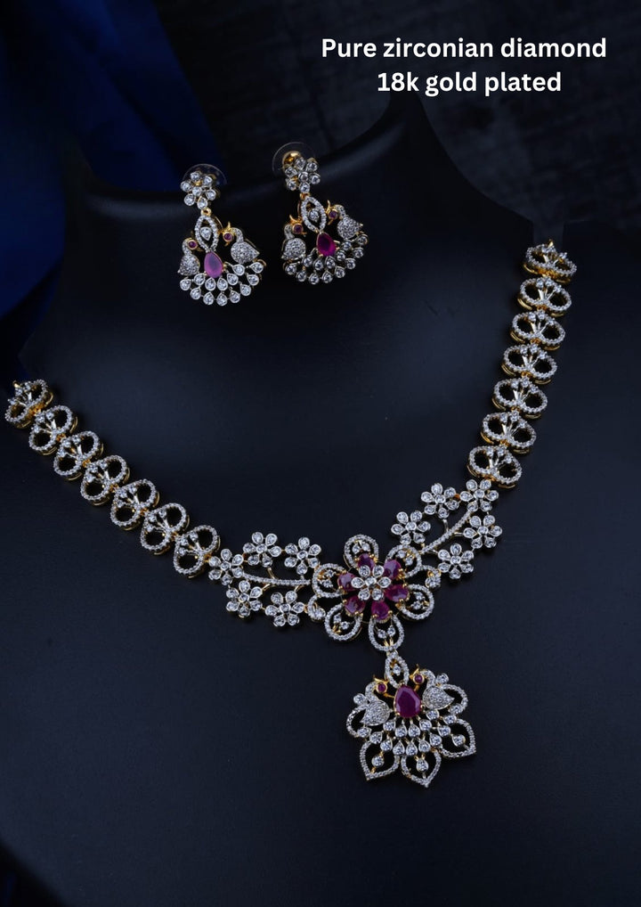 Pure Zirconian Diamond Necklace With Earrings c1014520