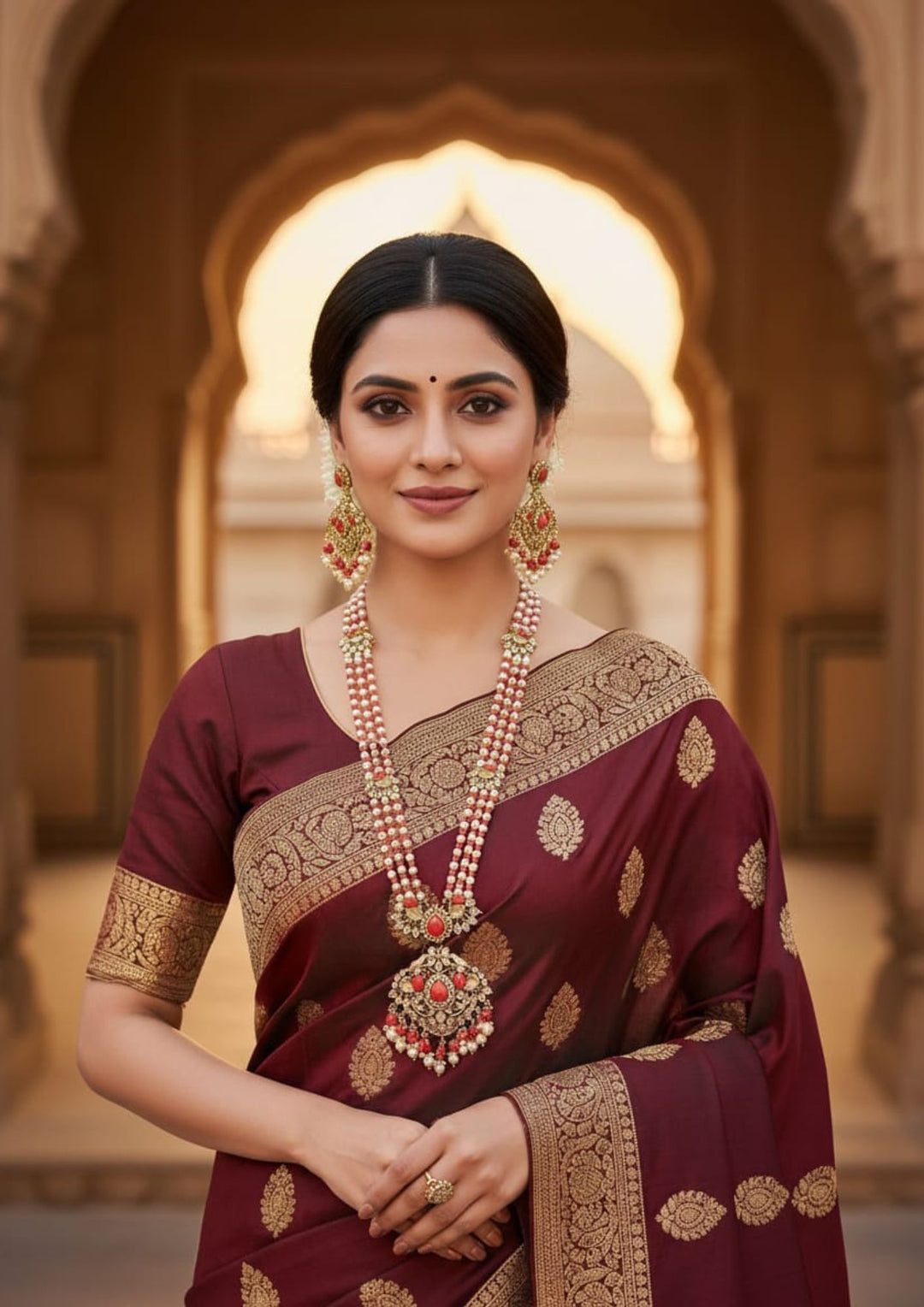 kundan & Beads Necklace with Earrings r103250