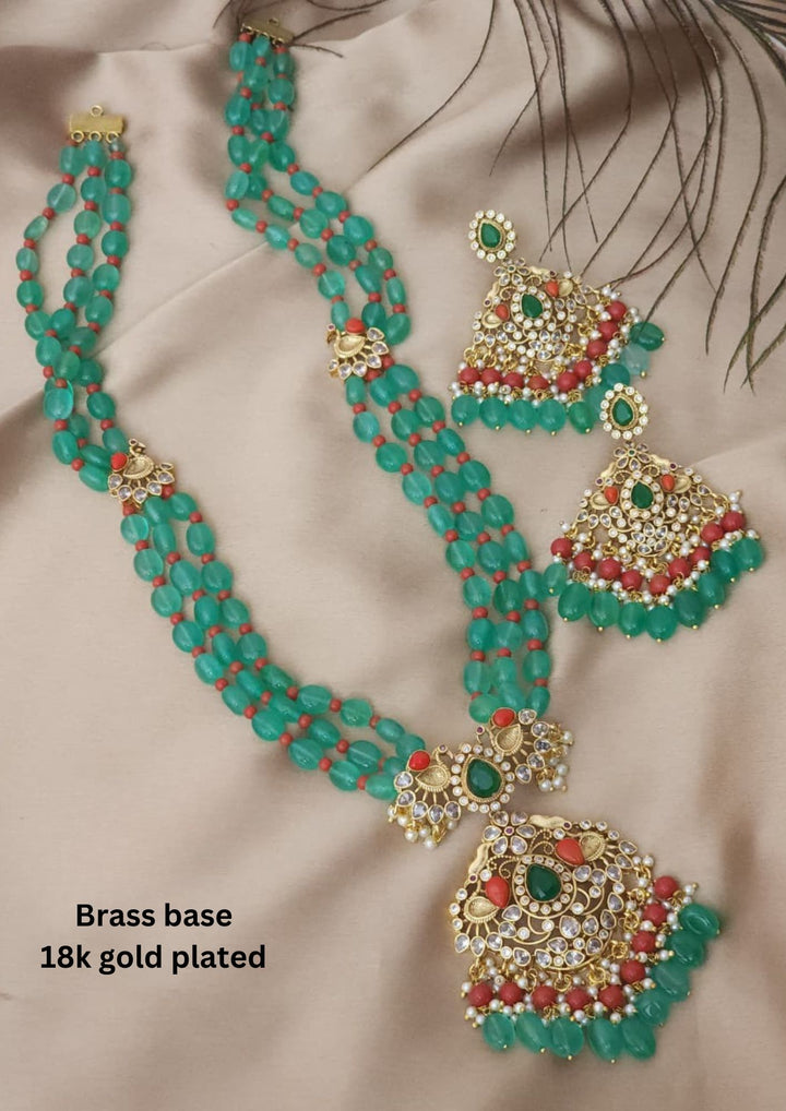 kundan & Beads Necklace with Earrings r103250