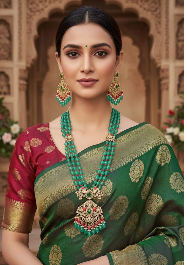 kundan & Beads Necklace with Earrings r103250