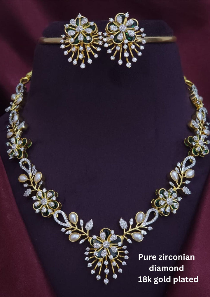 Pure Zirconian Diamond Necklace With Earrings r101940
