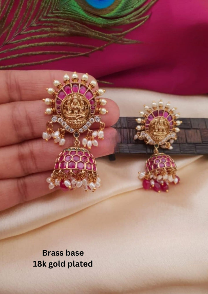 Kundan Temple & Beads Jhumkas g10780