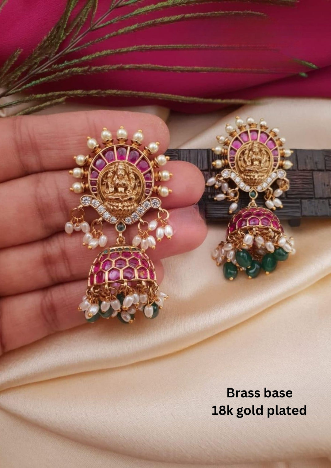 Kundan Temple & Beads Jhumkas g10780