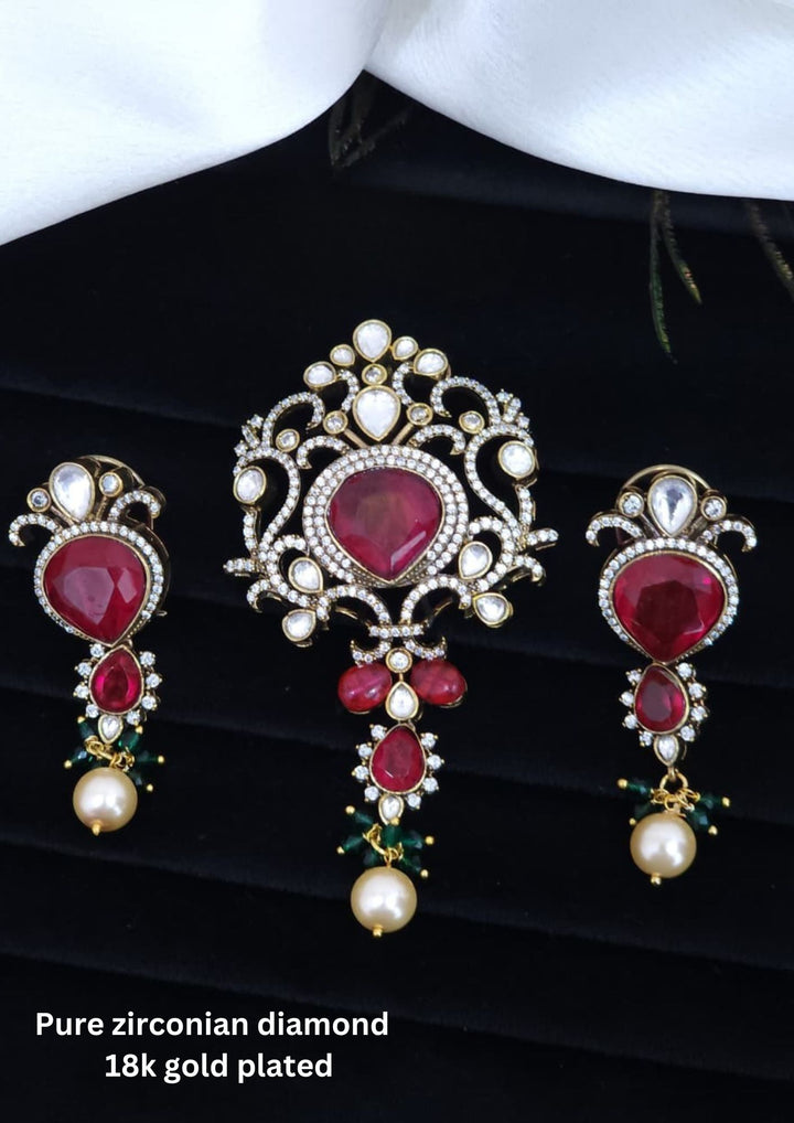 Pure Zirconian Diamond Pendant with Earrings r101599