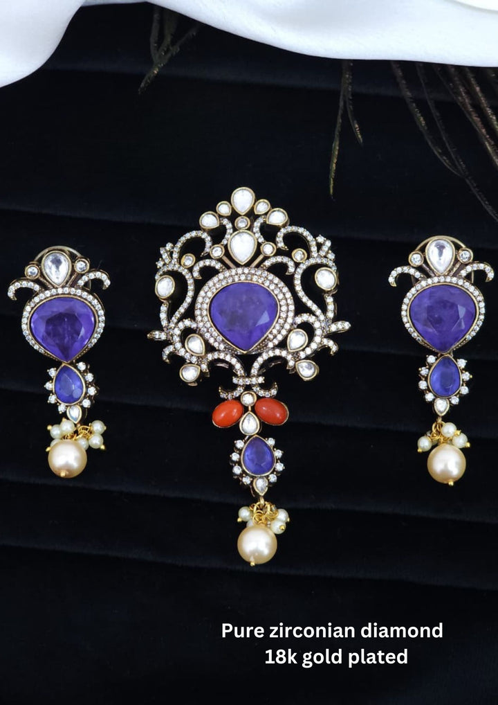 Pure Zirconian Diamond Pendant with Earrings r101599