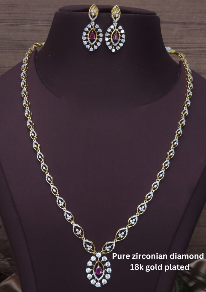 Pure Zirconian Diamond Necklace With Earrings r101320