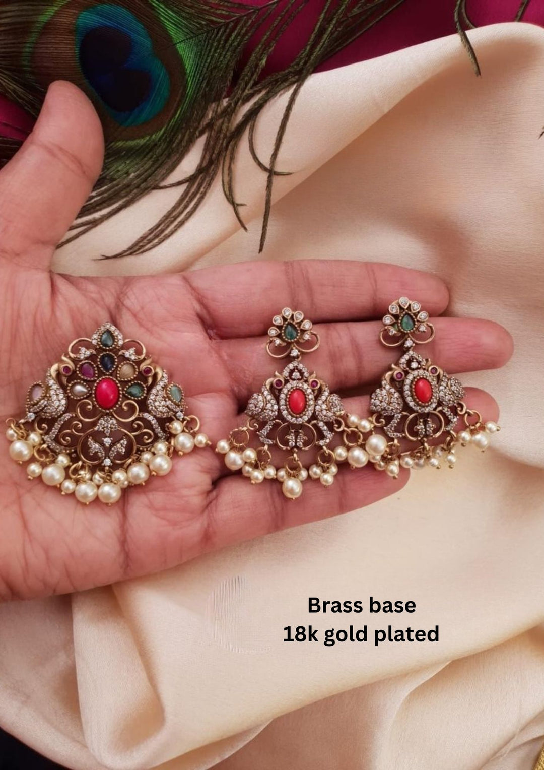 Kundan Pendant with Earrings g10880