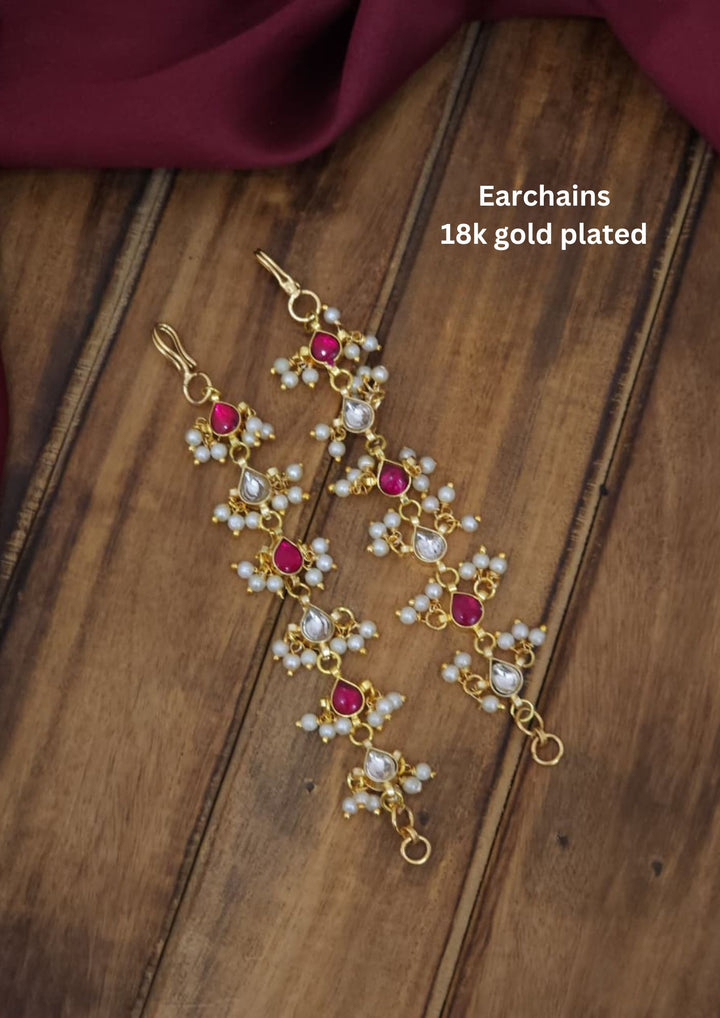 Kundan & Beads Earchains r10440