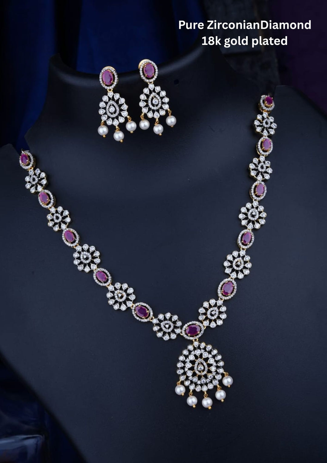 Pure Zirconian Diamond Necklace With Earrings c1011520