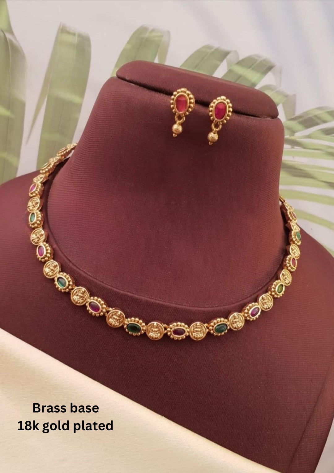 Kundan Temple Necklace with Earrings g10600