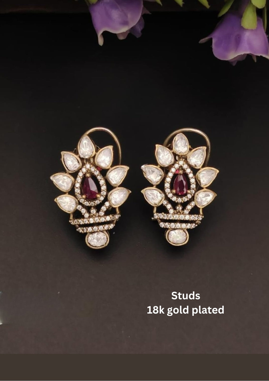 Kundan stone earrings s120078