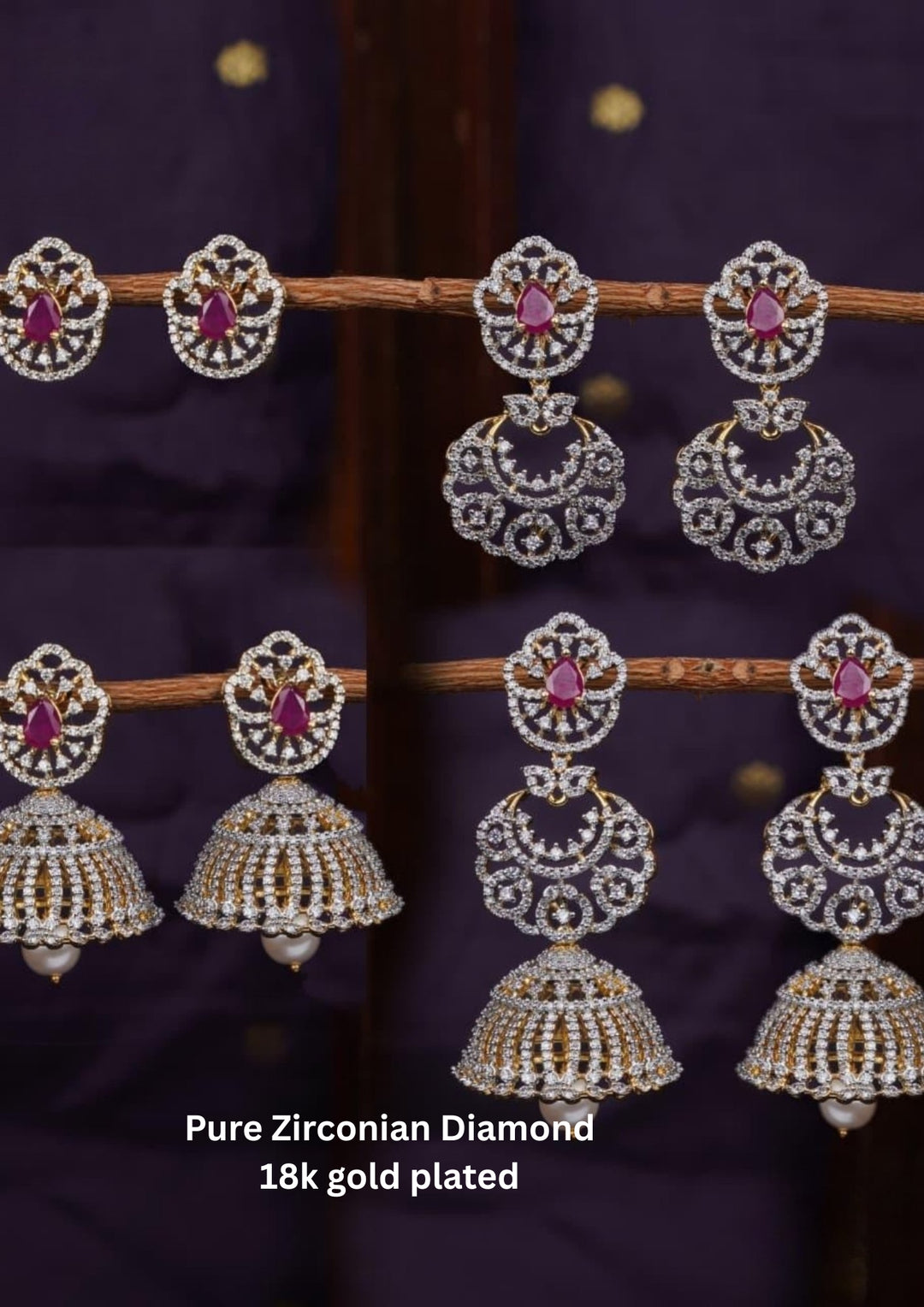 Pure Zirconian Diamond 4 in 1 Earrings c1010020