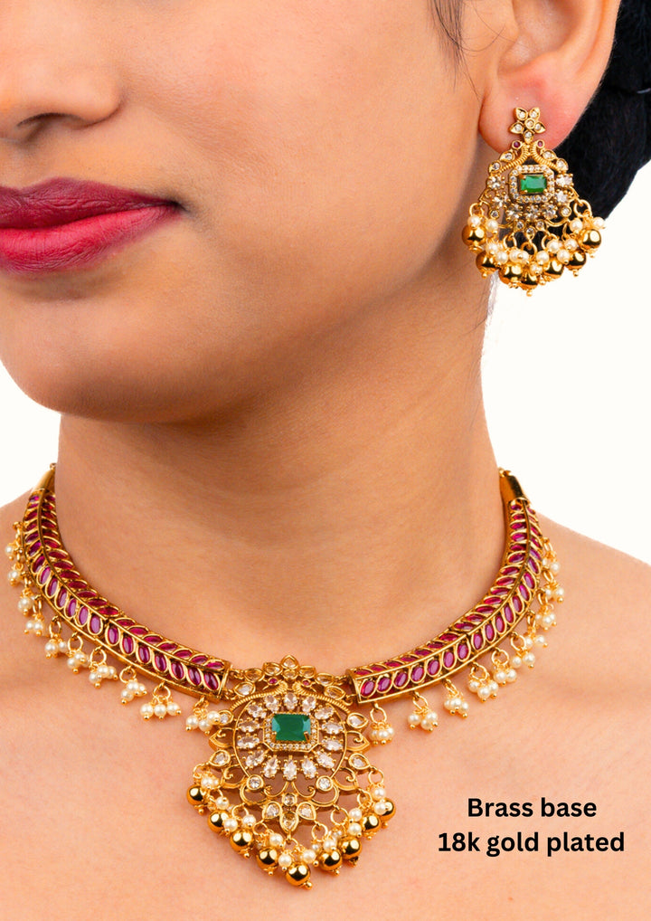 Kundan  Necklace With Earrings c1016020