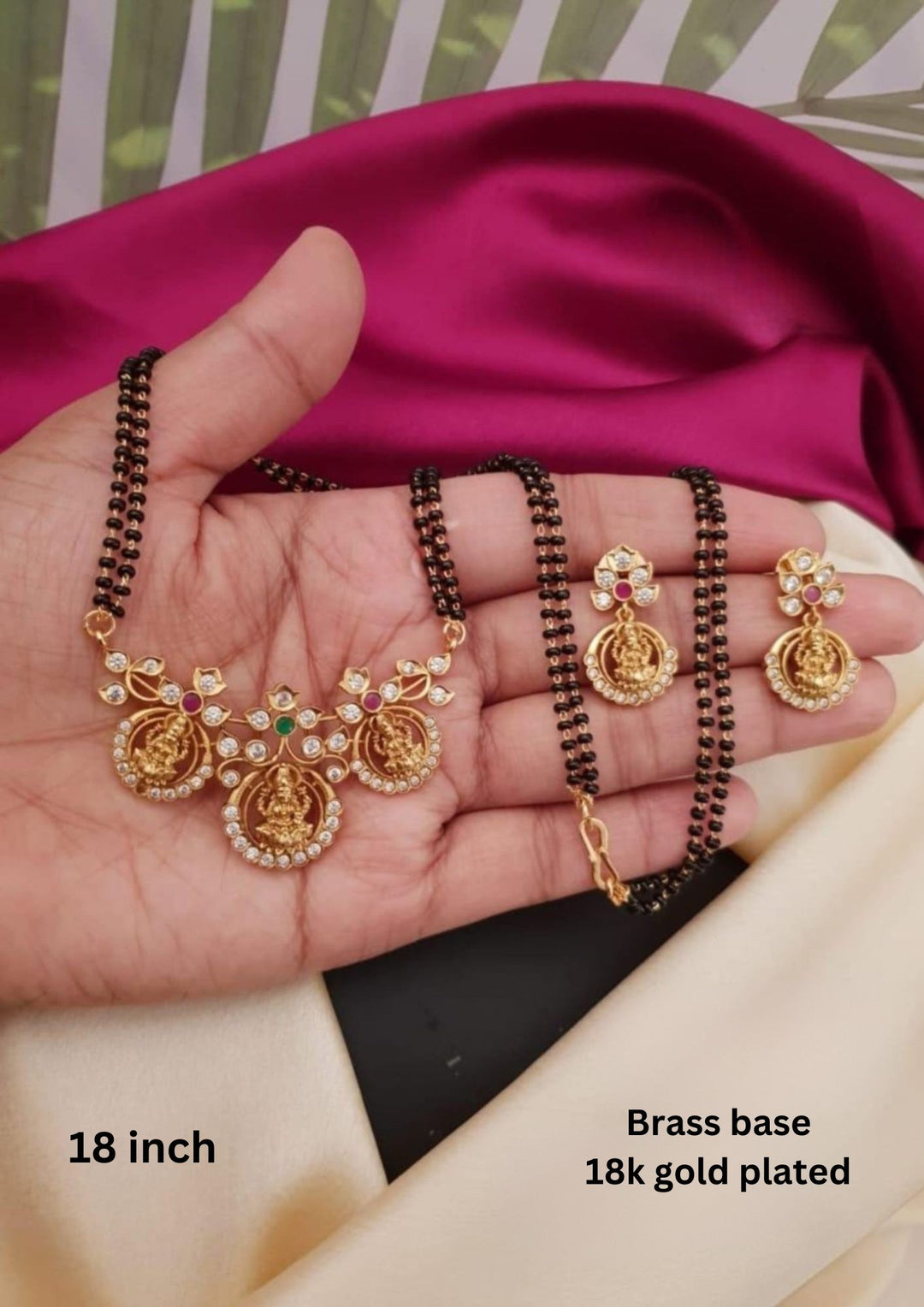 Kundan Temple Brass Base Necklace With Earrings g10850