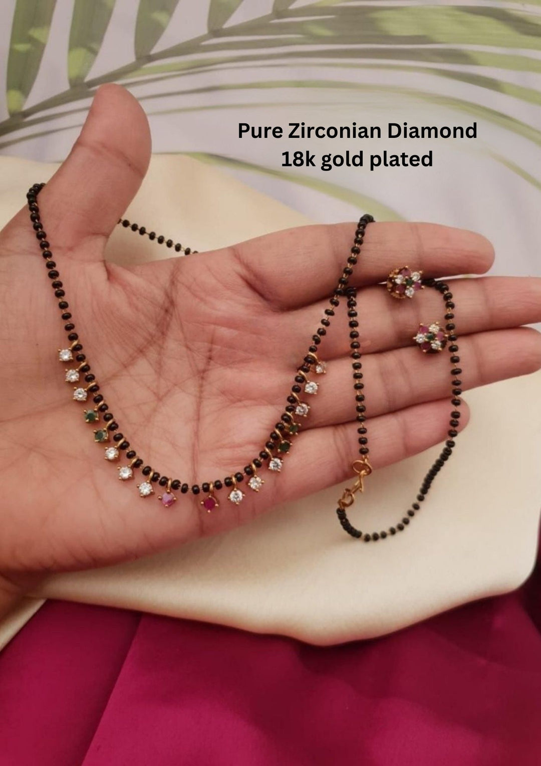 Pure Zirconian Diamond  Mangalsutra with Earrings g10480