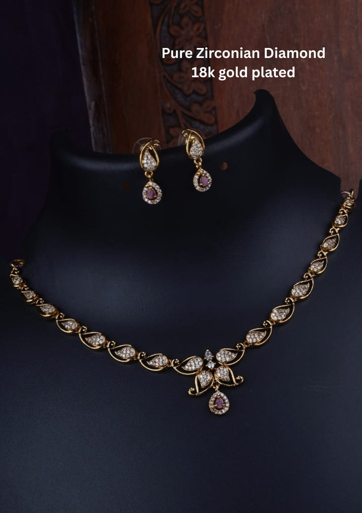 Pure Zirconian Diamond Necklace With Earrings  c104520