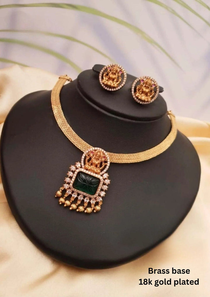 Kundan Brass Base  Necklace With Detachable Pendant and Earrings g101120