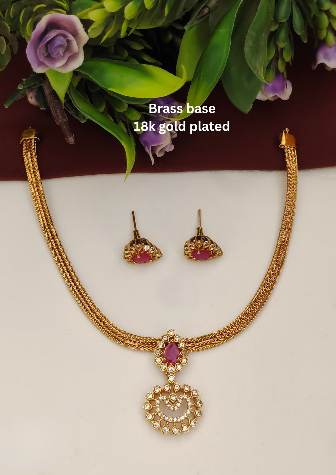 Kundan Mini Necklace with Earrings s70074