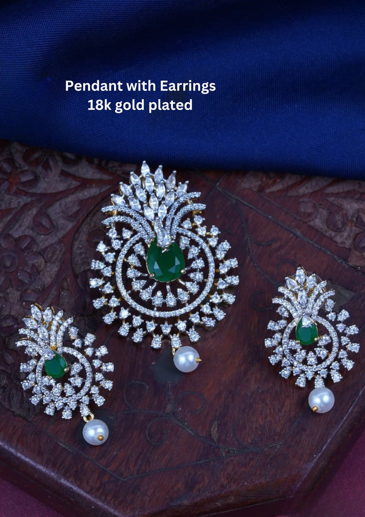 Pure Zirconian Diamond Pendant With Earrings c108020