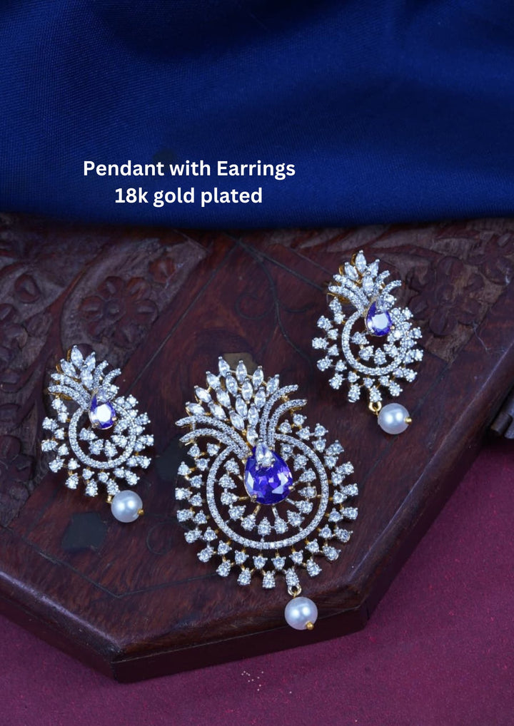 Pure Zirconian Diamond Pendant With Earrings c108020