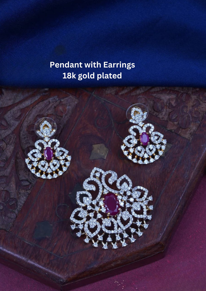 Pure Zirconian Diamond Pendant With Earrings c106020