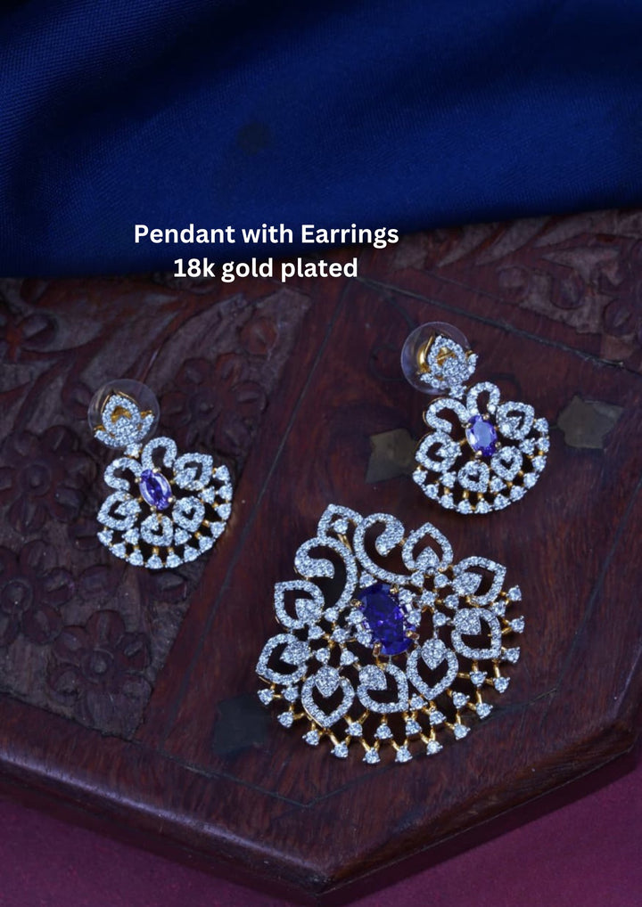 Pure Zirconian Diamond Pendant With Earrings c106020