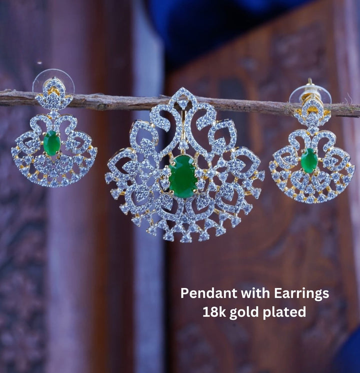 Pure Zirconian Diamond Pendant With Earrings c106020