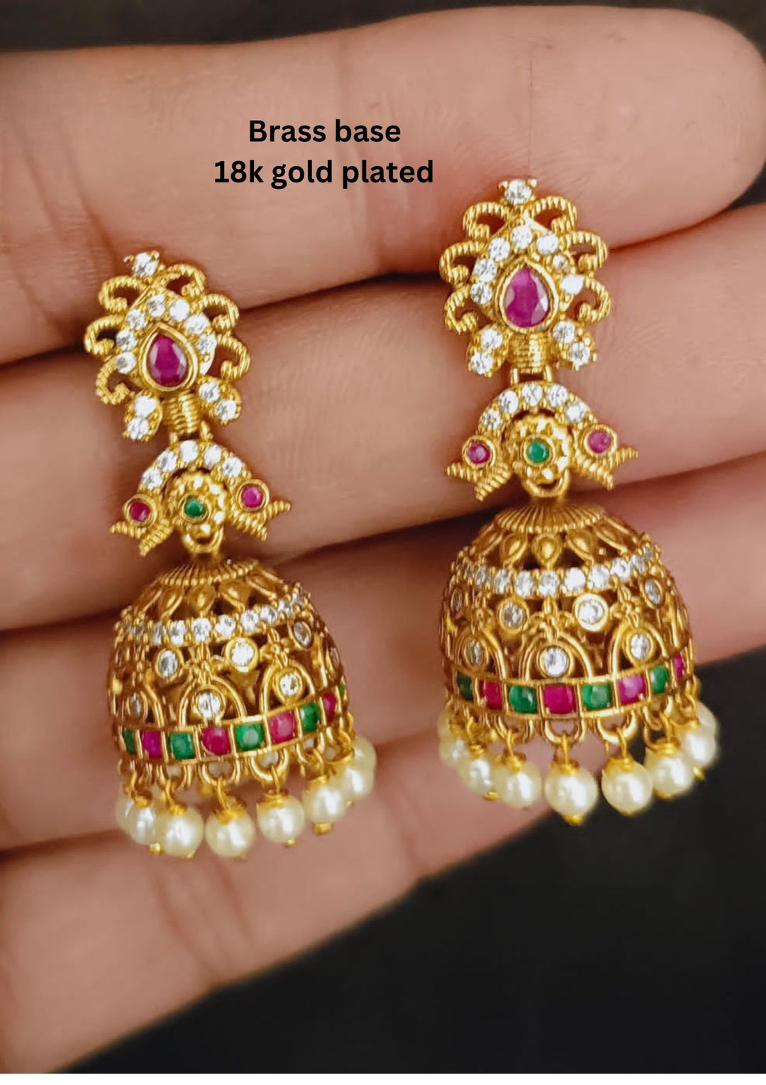 Kundan Ruby & Emerald Jhumkas a02