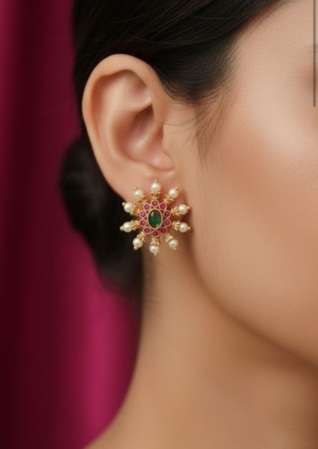 Kundan Gold Plated Studs g 10299