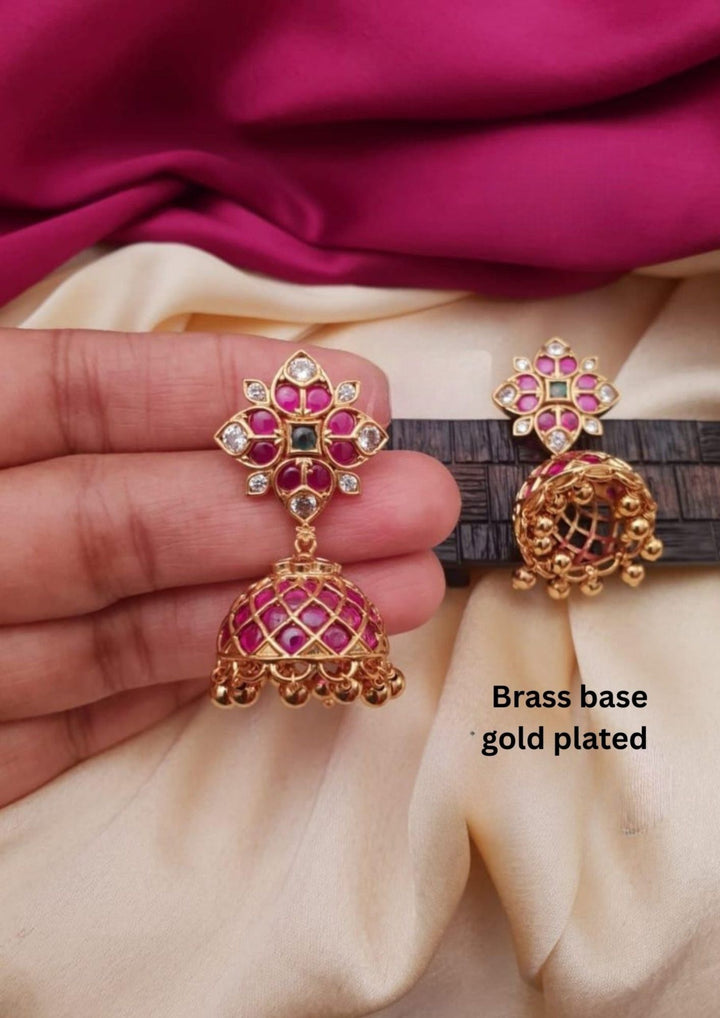Kundan Gold Plated Jhumkas g 10780