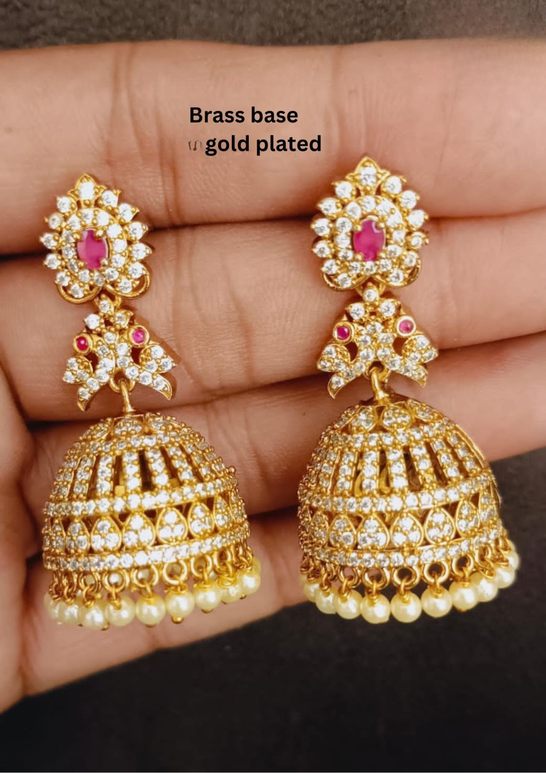 Kundan Gold Plated Pearl Jhumkas a33