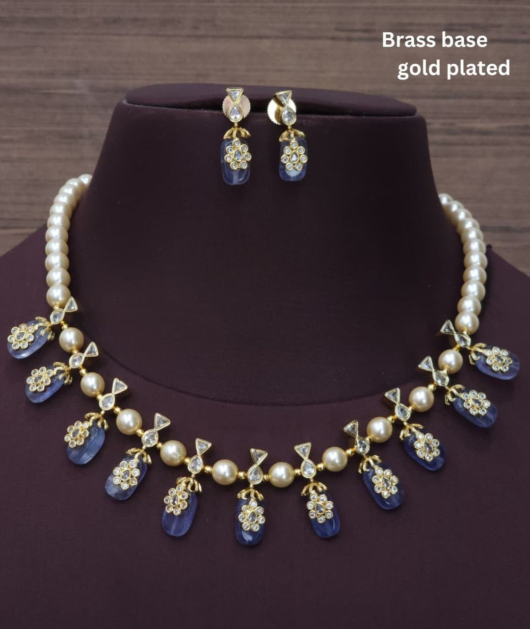 Kundan & Beads Gold Plated Necklace with Earrings r101080