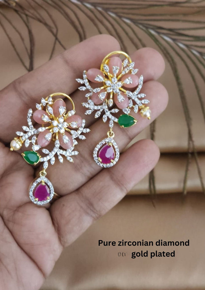 Pure Zirconian Diamond Gold Plated Earrings r10640