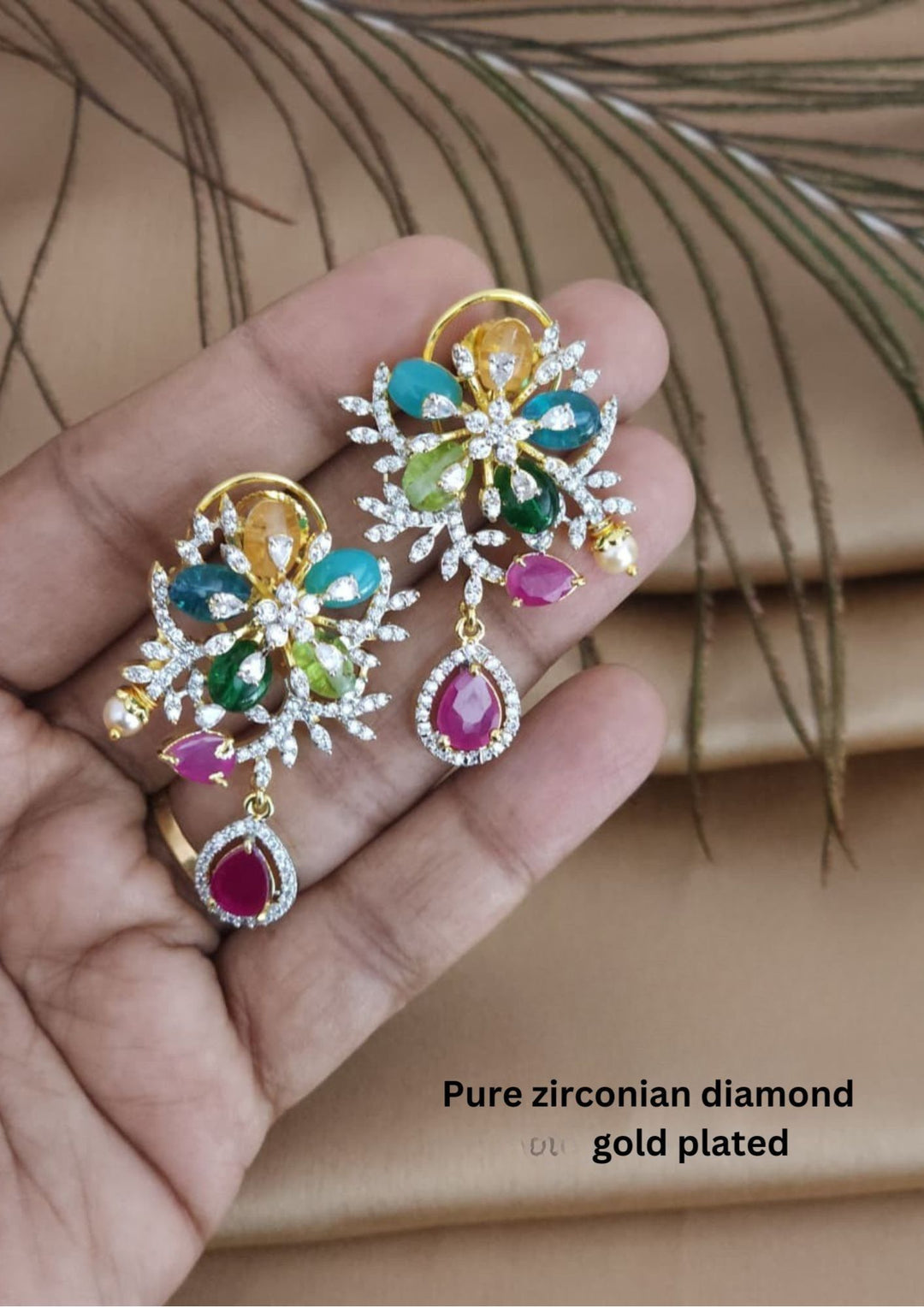 Pure Zirconian Diamond Gold Plated Earrings r10640