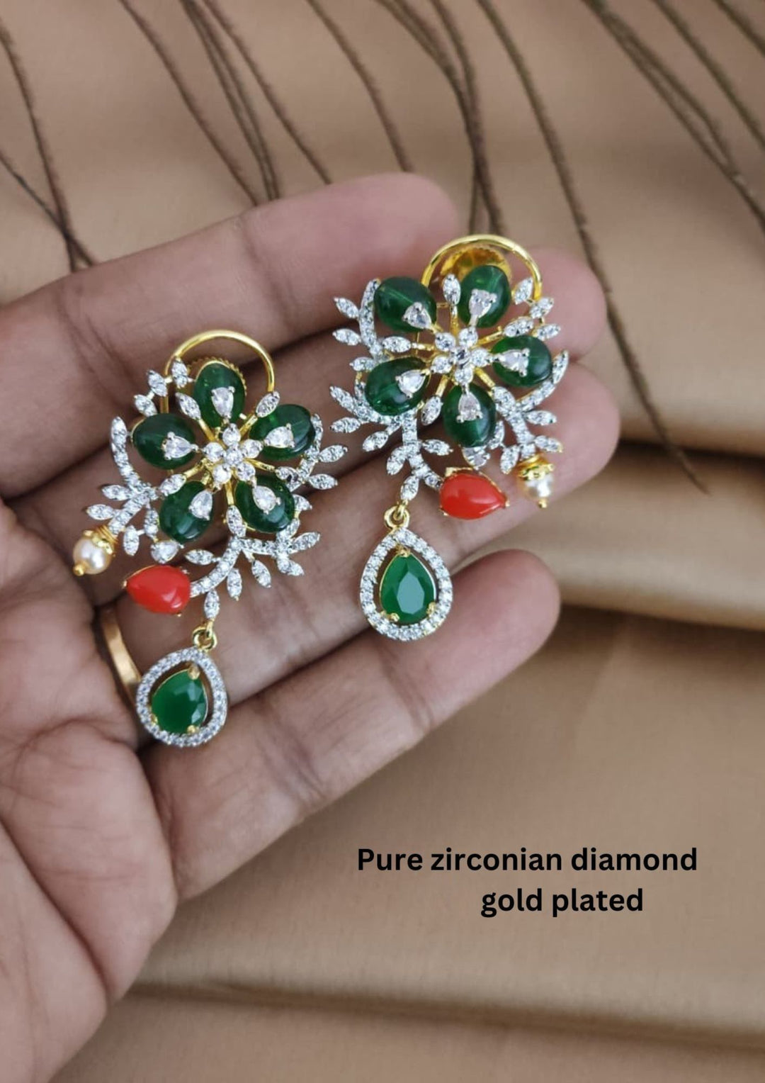 Pure Zirconian Diamond Gold Plated Earrings r10640