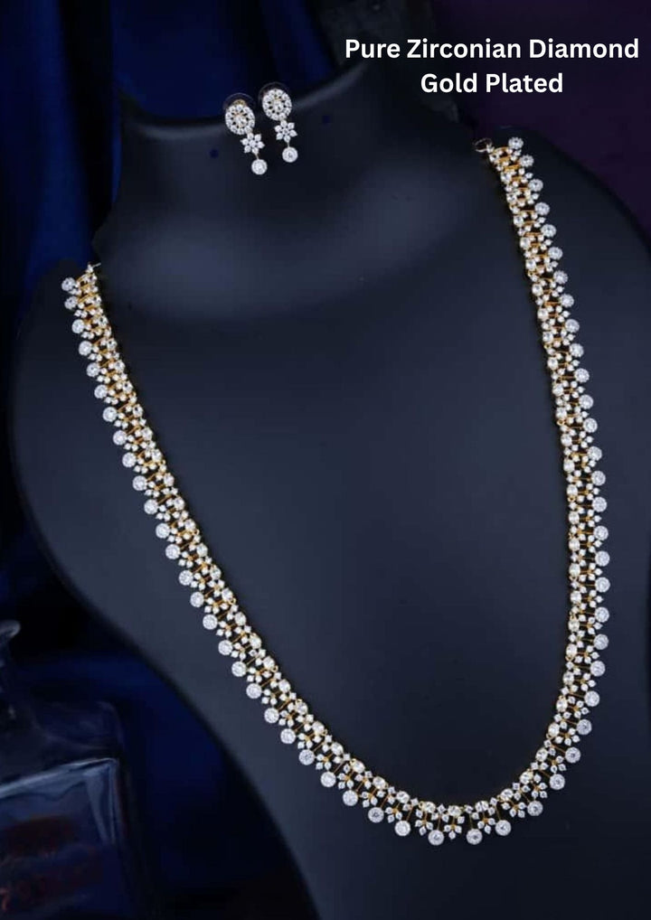Pure Zirconian Diamond Gold Plated Necklace With Earrings c1021020