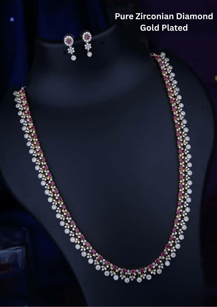Pure Zirconian Diamond Gold Plated Necklace With Earrings c1021020