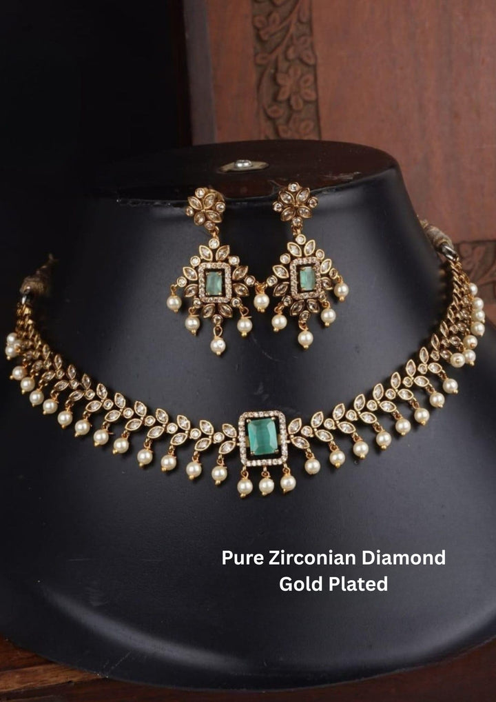 Kundan Gold Plated Matt Necklace with Earrings c106520