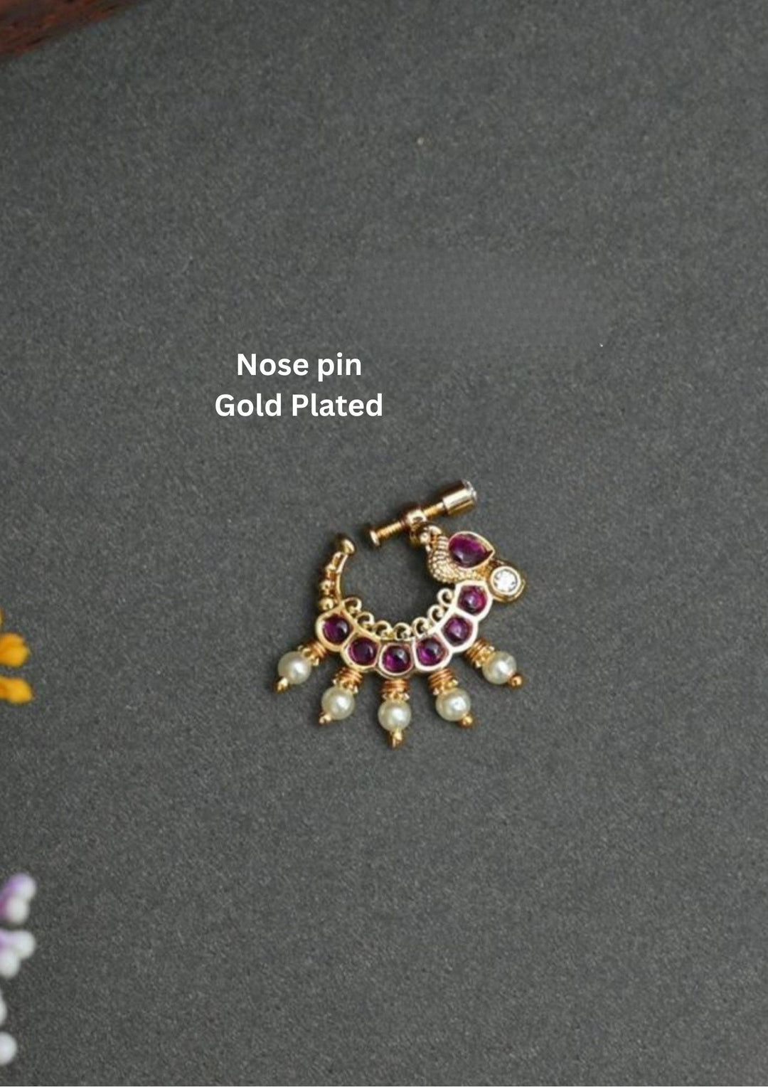Kundan Gold Plated Nose Pin d81507
