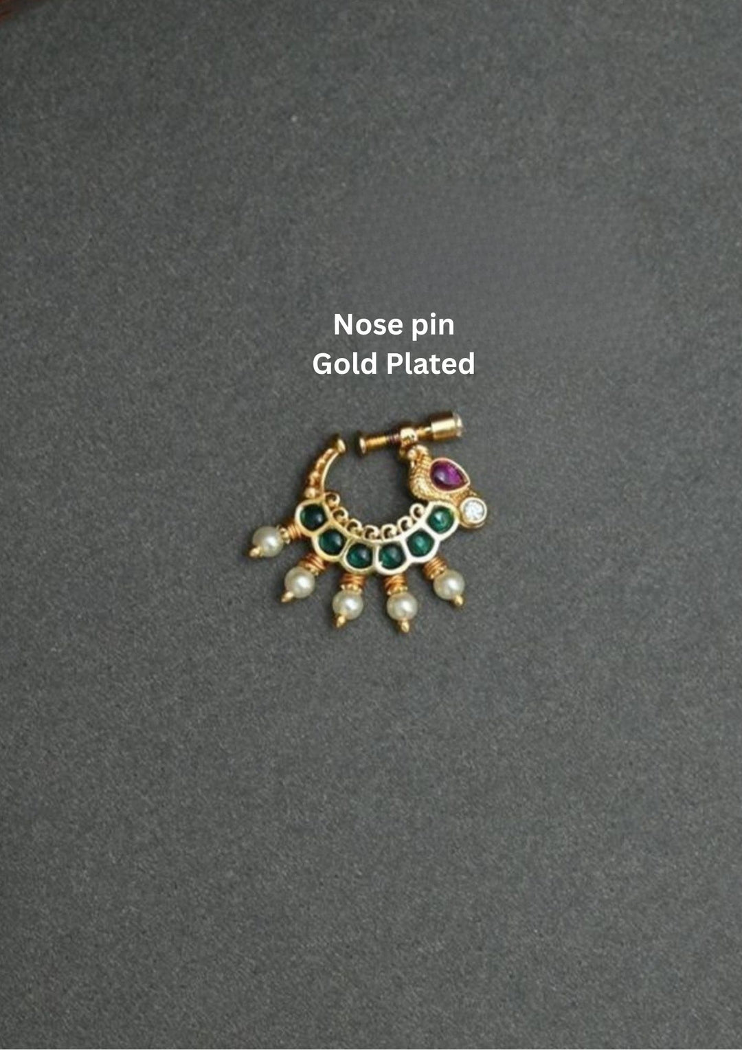 Kundan Gold Plated Nose Pin d81507