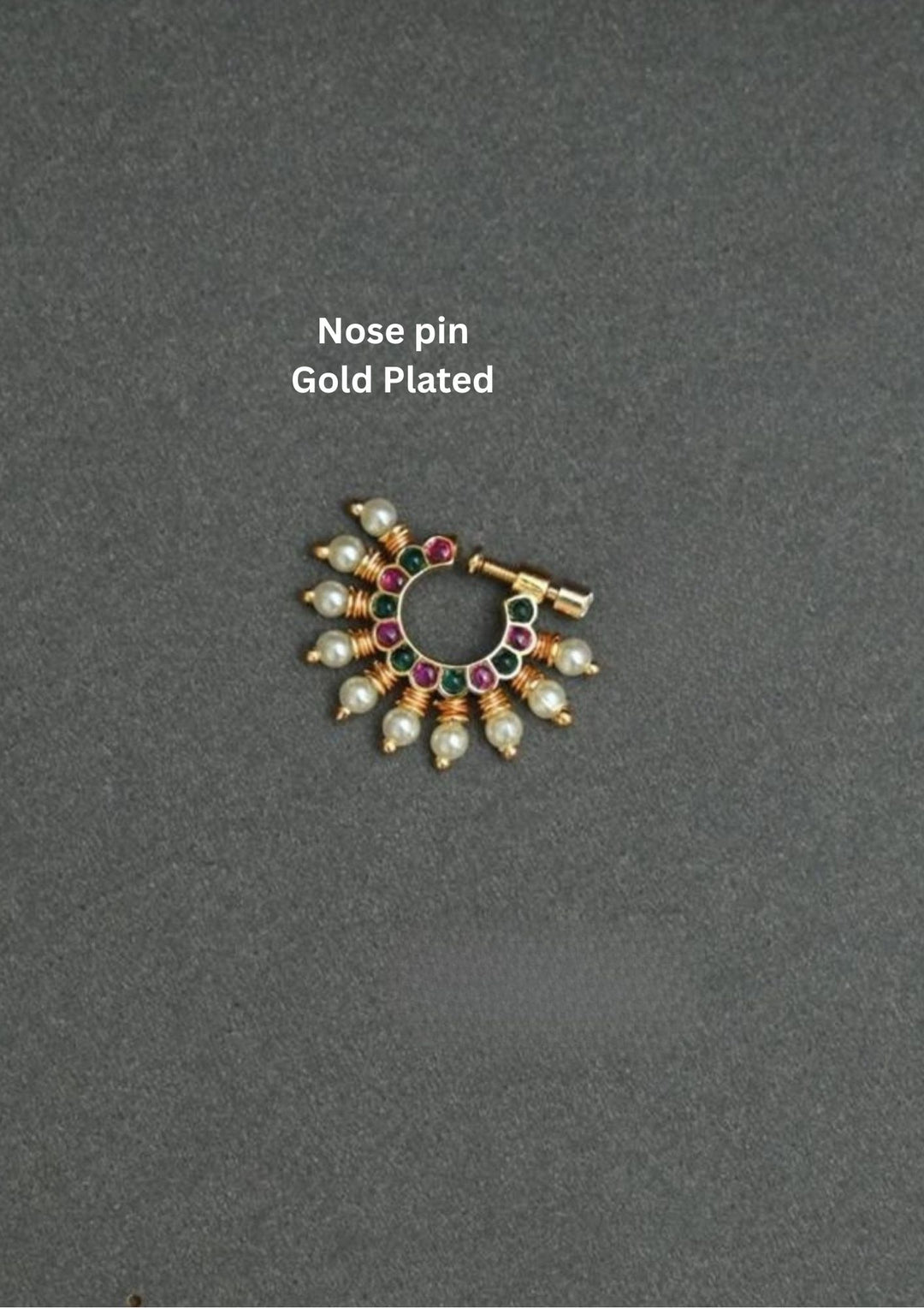 Kundan &amp; Beaded Gold Plated Nose Pin d81807