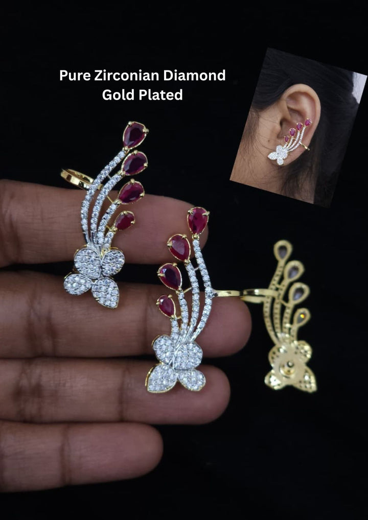 Pure Zirconian Diamond Gold Plated Cocktail Earrings r10420