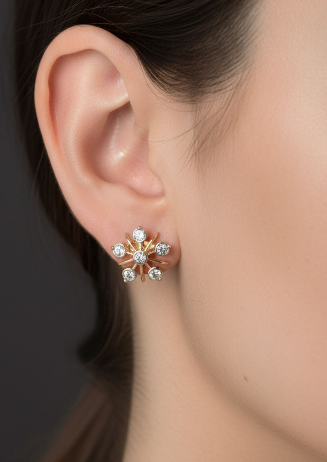 Pure Zirconian Diamond Gold Plated Studs for dailywear c102020