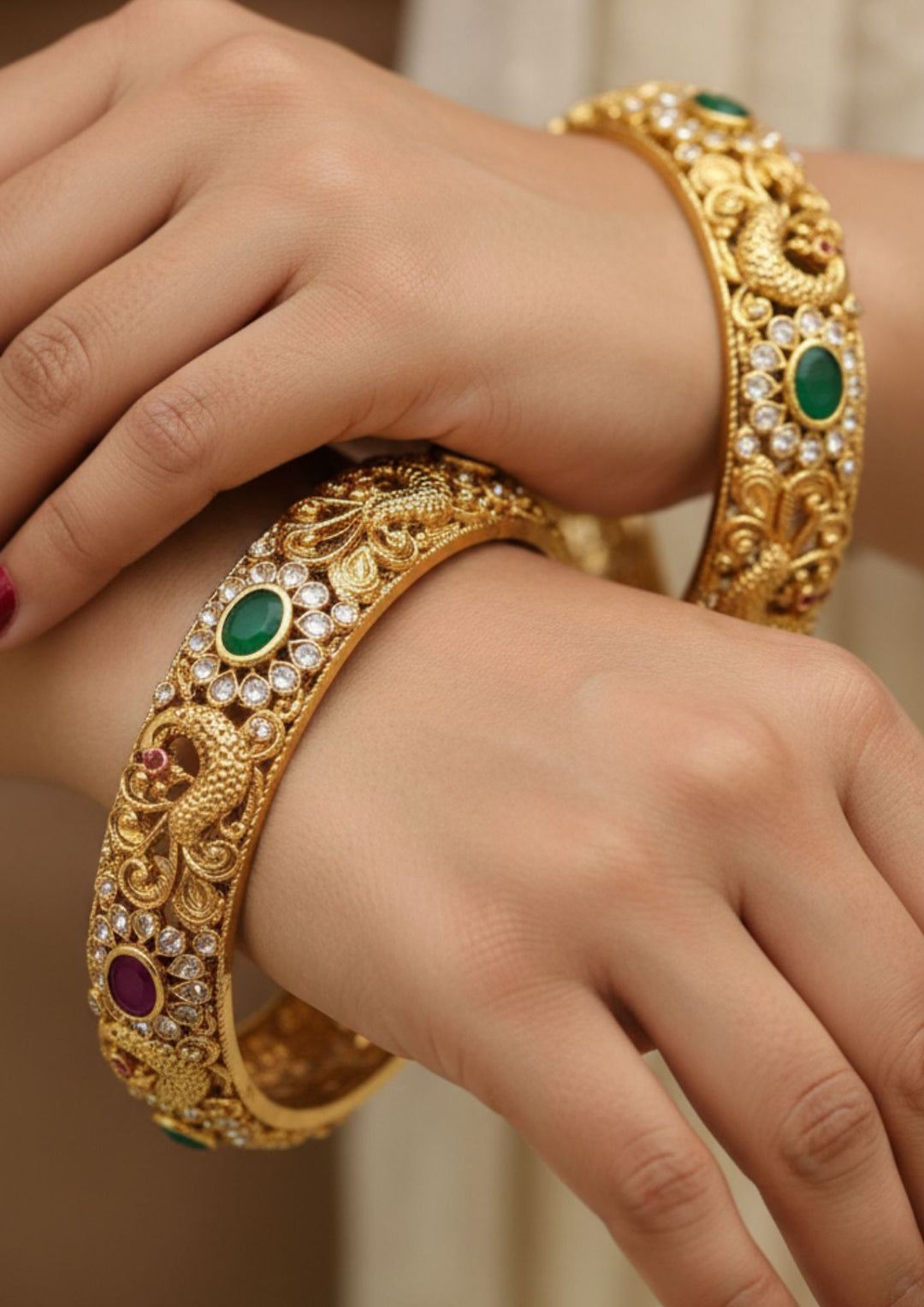 Kundan Gold Plated Bangles (set of 2) c108020