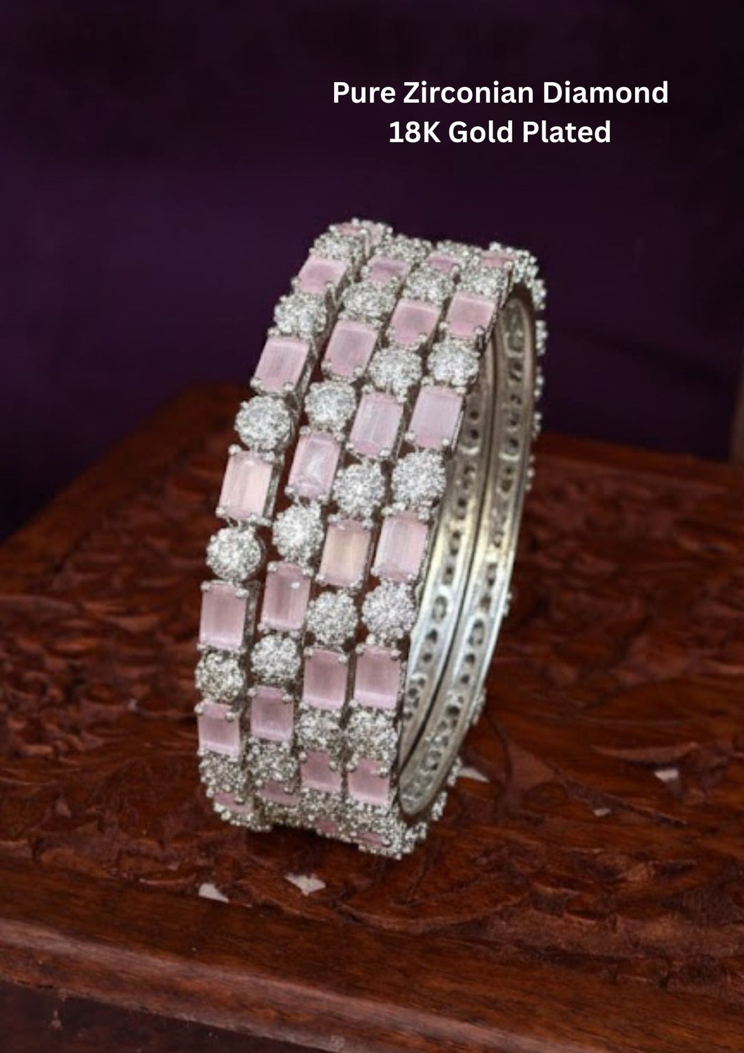 Pure Zirconian Diamond Gold Plated Bangles ( Set of 2 ) t53