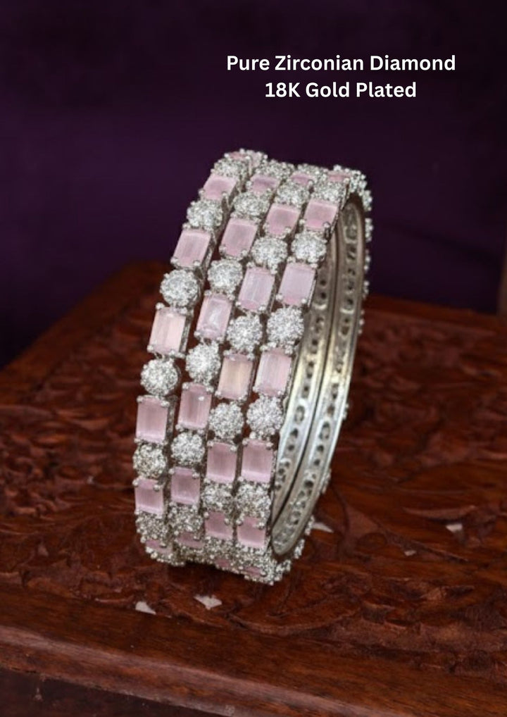 Pure Zirconian Diamond Gold Plated Bangles ( Set of 2 ) t53