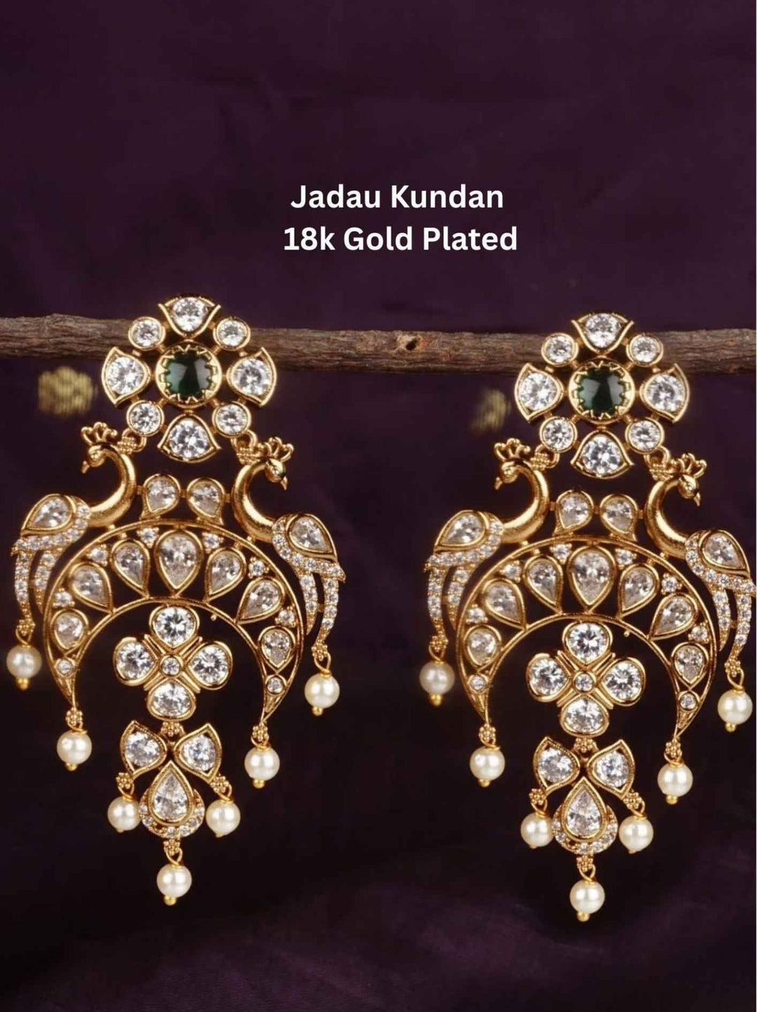 Jadau Kundan Chandbali Earrings (lightweight)  c 105720