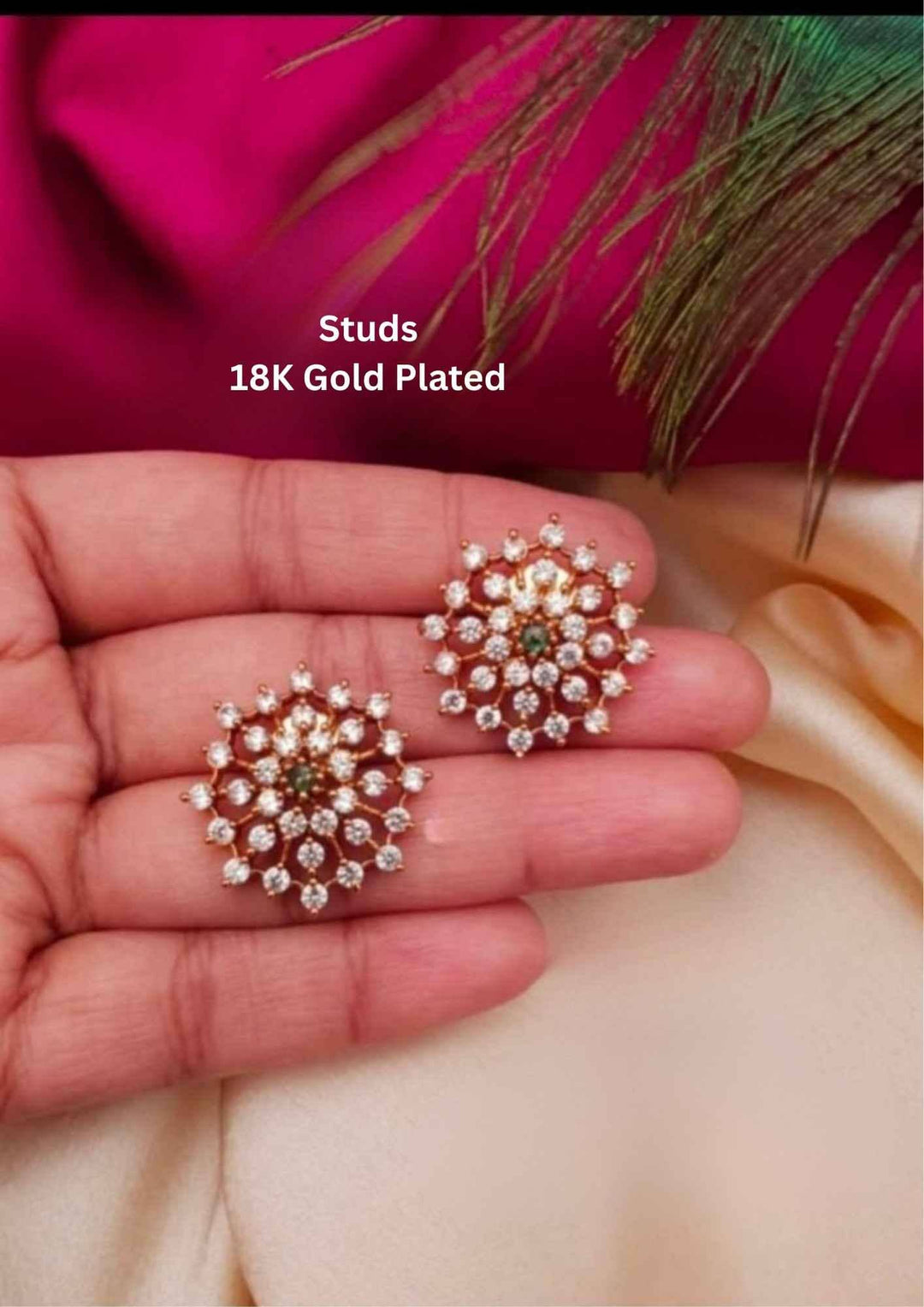 Kundan Gold Plated Floral Studs g 10399